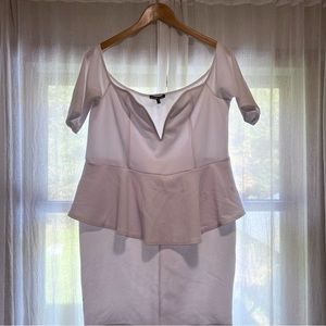 White Peplum Off the Shoulder Dress with Sweetheart Neckline